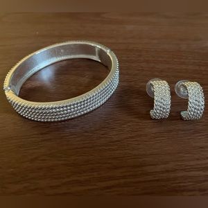 Silver bracelet and earring set